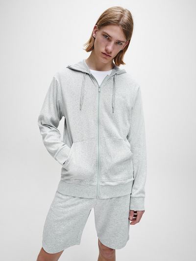 Calvin Klein Ruhák HU502023 | Calvin Klein Lounge Zip Up Férfi Kapucnis Pulóver Szürke